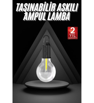 3 Farklı Mod LED'li Şarjlı Asma Kancalı Kamp Lambası Taşınabilir Ampul - Image 1
