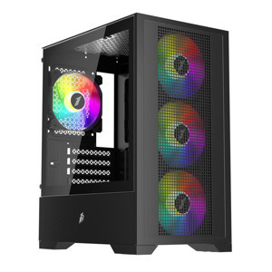 1ST PLAYER GO2 FK 4X12CM FAN mATX Rainbow Black Tempered Glass 550W PSU