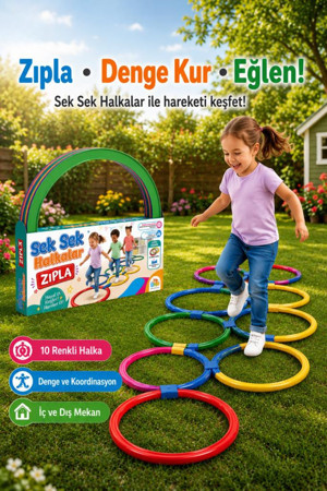 Sek Sek Halka Oyunu | 10 Renkli Halka Birleştirmeli Parkur Oyuncağı | Denge ve Koordinasyon Eğitici Oyuncak - Image 1