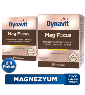 Dynavit Mag Focus 15x2 Çiğneme Tableti - Okula Dönüş - Magnezyum Malat & Sitrat, Fosfotidilserin - Image 1