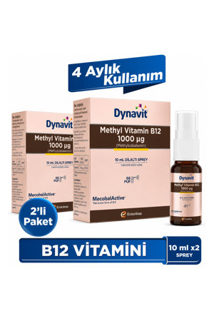 Vitamin B12 1000mcg 10mL Dilaltı Spreyx2 Aile Boyu B12 Vitamini Methylcobalamin Hafıza & Enerji - Image 1