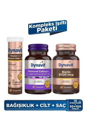 Dynavit C Vitamini Sambucus Nigra&Collagen Hyaluronic Acid Complex&Biotin 5000 mcg - Kompleks Işıltı Paketi - Image 1