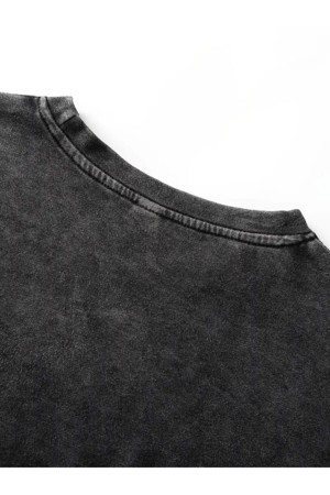 Taş Devri Baskılı Yıkamalı Vintage Unisex Oversize T-Shirt - Image 1