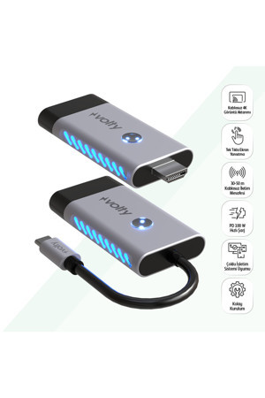 Type-C to HDMI Kablosuz Görüntü Aktarıcı 50m | 4K, 100W PD Hızlı Şarj, 5GHz (V0302002) - Image 1