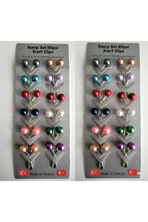 My Vintage Eşarp, Türban, Şal, Klipsi 24 Adet Tesettür Eşarp Ve Şal Klipsi - İnci Tasarım -Renkli - Image 1