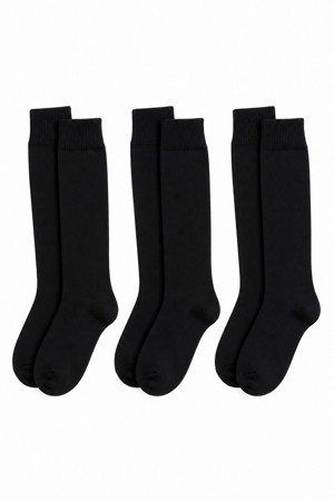 3'lü Paket Çocuk Dizaltı Çorap %80 Pamuk Beyaz Siyah Renk Seçeneği 7-8 Yaş 9-10 Yaş 11-12 Yaş Esnek Rahat Günlük Okul Çorabı - Image 1