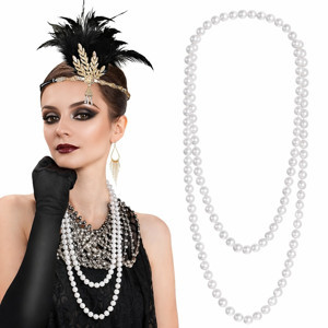 1920 Gatsby İnci Kolye – Vintage Uzun Beyaz İnci Kolye (5264) - Image 1