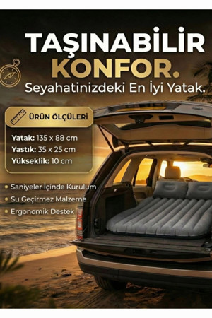 Araç İçi Şişme Yatak Araba Ve Kamp Yatağı Çanta Elektrikli Pompa Tamir Kiti Ve Yastıklı Yatak Seti - Image 1