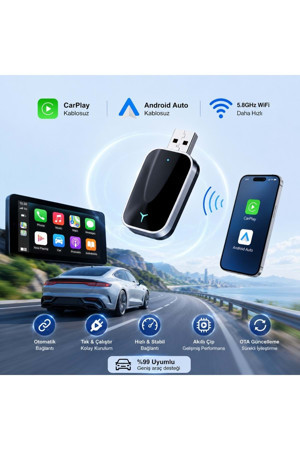 Kablosuz CarPlay & Android Auto Mini 2'si 1 Arada USB Dönüştürücü | Type-C OTG Destekli - Image 1