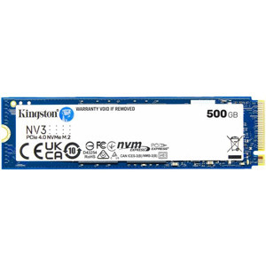 Kingston Teknodayım KINGSTON NV3 500GB NVMe M.2 2280 PCIe 4.0 Okuma 5000 MB/s Yazma 3000 MB/s