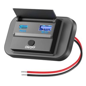 Bir Usb Type-A ve Bir Usb Type-C Şarj Cihazı (Kapaklı-On-Off Anahtarlı-Mavi Işıklı) - Image 1