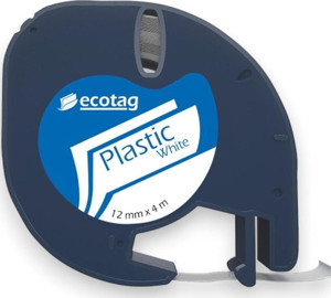 Ecotag Dymo Muadili Şerit Etiket Plastik Beyaz 12 mm x 4 mt  - Image 1