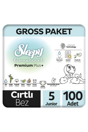 Sleepy Bio Natural Premium Plus Gross Paket Bebek Bezi 5 Numara Junior 100 Adet - Image 1