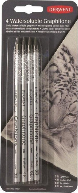 Derwent Watersoluble Graphitone Suda Çözünebilen Ağaçsız Grafit Kalem Seti 4'lü Blister - Image 1
