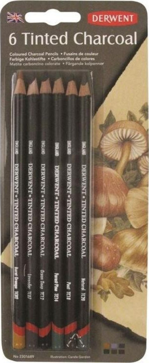 Derwent Tinted Charcoal Renkli Kömür Füzen Seti 6'lı Blister - Image 1