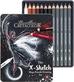 Cretacolor X-Sketch Mega Sketching Set Jumbo Çizim Seti Metal Kutu 12 Parça 400 84 - Image 1