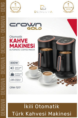 #KahveMakinesi Crown Közde Pişirme Köpüklü Tasarım Şık 800W Siyah Gold İkili Otomatik Türk Kahve Mak - Image 1