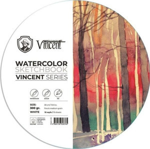 Vincent Watercolor Sketchbook White Daire Suluboya Blok 300 gr 30 cm 10 Sayfa - Image 1