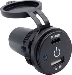 Dokunmatik Switchli USB + Type-C 12-24V Şarj Soketi - Image 1