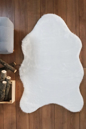 Markaev A Post Beyaz Peluş Yıkanabilir Kaymaz Taban Salon Mutfak Çocuk Koridor Yatak Odası Halısı - Image 1