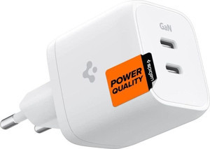 Spigen USB-C Duvar Şarj Cihazı PowerArc ArcStation 45W 2 Port Hızlı Şarj Cihazı PE2105 White - Image 1