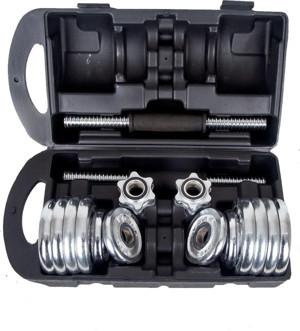 Hepitop Çantalı Döküm Plaka Dambıl Seti 20 Kg Krom Dumbbell Set - Image 1