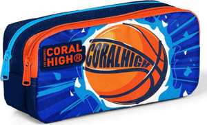 Coral High İki Bölmeli Erkek Çocuk Lacivert Turuncu Basketbol Kalem Çantası Kalemlik - Image 1