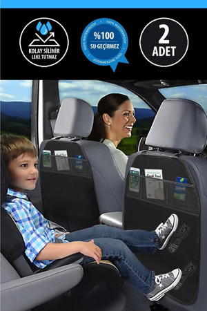 Nice Shop Araba Koltuk Arkası Koruyucu 2'Li Organizer - Su Geçirmez Oto Koltuk Koruyucu - Image 1