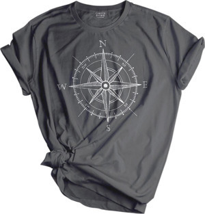 Genius Store Unisex Baskılı Tişört Outdoor Normal Kalıp Tshirt Pusula Gray Gri S - Image 1