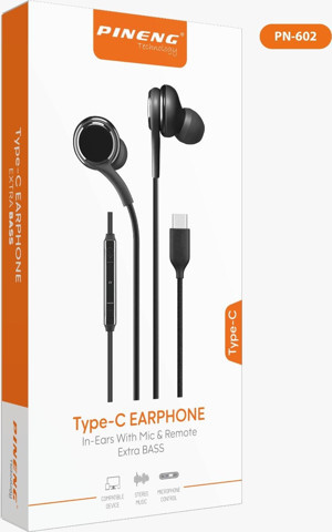 Pineng Type-C Earphone Extra Bass Kulaklık PN-602 - Image 1