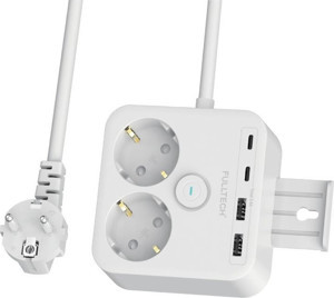 Fulltech Beyaz Termal Akım Korumalı 2 Li Priz 2x Type C 2x USB 3680 W FTR-21 - Image 1