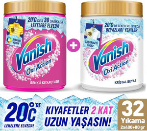 Vanish Kosla Multipower Toz Leke Çıkarıcı Deterjan Güçlendirici 480gr Pembe + 480gr Beyaz - Image 1