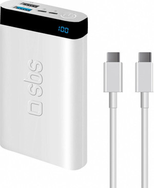 Sbs İntelligent Fast Charge 10.000Mah 2Xusba + Type-C Çıkışlı Led Göstergeli 2M Type-C To Type-C Kab - Image 1