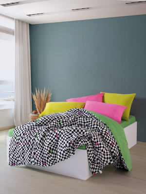 Cozy Home Popping Colors Çift Kişilik Lastikli Çarşaflı Nevresim Takımı Dazzle Yeşil - Image 1