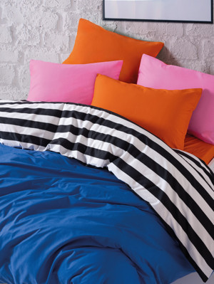 Cozy Home Popping Colors Çift Kişilik Lastikli Çarşaflı Nevresim Takımı Dusk Mavi - Image 1