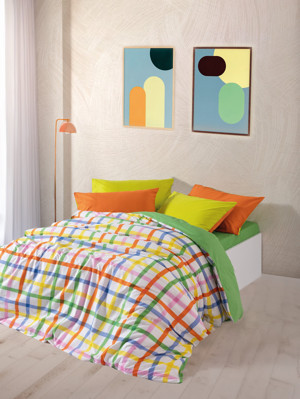 Cozy Home Popping Colors Çift Kişilik Lastikli Çarşaflı Nevresim Takımı Hype Yeşil - Image 1