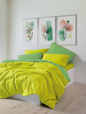 Cozy Home Popping Colors Çift Kişilik Lastikli Çarşaflı Nevresim Takımı Sage Sarı-Yeşil - Image 1