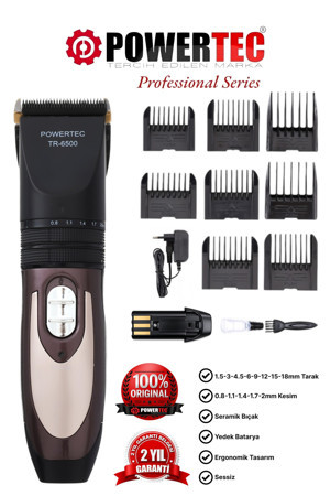 TR-6500 Saç Sakal Tıraş Makinesi Yedek Bataryalı Şarjlı - Image 1