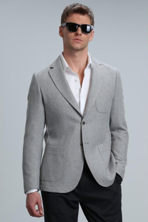 Lufian Gabrıel Spor Erkek Blazer Ceket Slim Fit Gri - Image 1