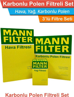 MANN-FILTER Vw Polo 1.2 Tsı Benzinli Mann Filtre Bakım Seti 2014-2017 | Hava Yağ Karbonlu Polen - Image 1