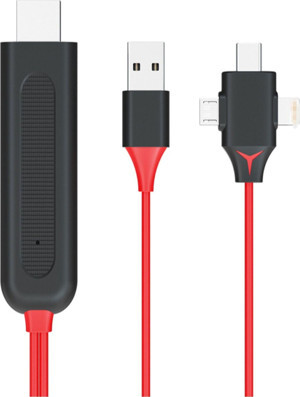 Tüm Telefon ve Tabletler Için Hdmı Tv Görüntü Aktarım Kablosu :Type-C+Lightning+Micro Uyumlu - Image 1