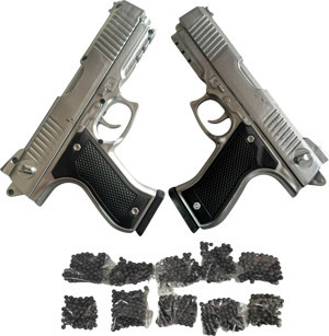 Boncuk Atan Tabanca 2 Adet GRİ + 10 PAKET BONCUK - Image 1