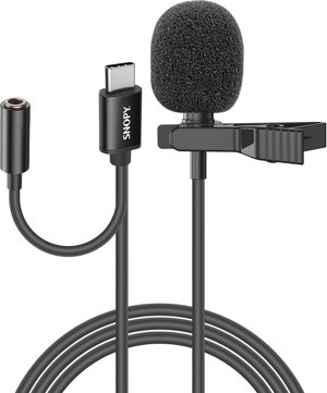 Snopy SN-MTK45 Siyah TypeC Tik-Tok Akıllı Telefon Kulaklık Çıkışlı Yaka Mikrofonu - Image 1