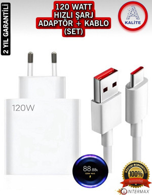 Type-c 120w (WATT) Uyumlu Turbo Şarj Aleti Adaptör Ve Kablo (SET) - Image 1