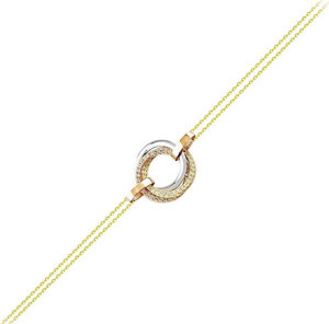 Tricolor Halka Altın Zincir Bileklik 14K Gold - Image 1