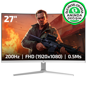 Gamepower Vivid T50 27'' 1500R Curved Rgb Beyaz 200Hz 0.5ms Fhd 2X2W Speaker Va Gaming Monitör - Image 1