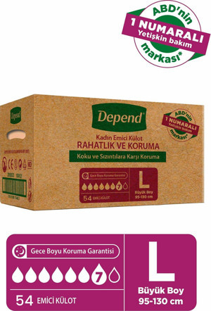 Depend Emici Külot Büyük Boy Kadın 9 lu x 6 Adet - Image 1