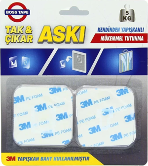 BOSS TAPE 3869 TAK ÇIKAR ASKI 60mmx60mm 2Lİ BLİSTER - Image 1