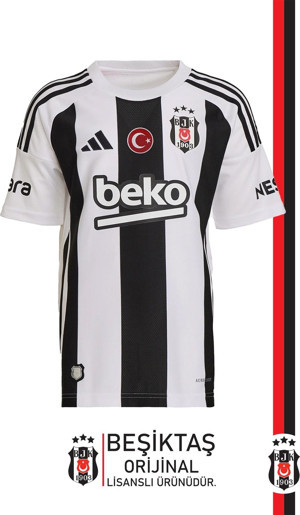 Beşiktaş Orijinal Lisanslı 24-25 Çubuklu Siyah-Beyaz Forma - Image 1