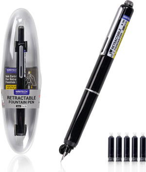 WRITECH W-784 BASMALI DOLMA KALEM SİYAH GÖVDE - BLİSTER - Image 1